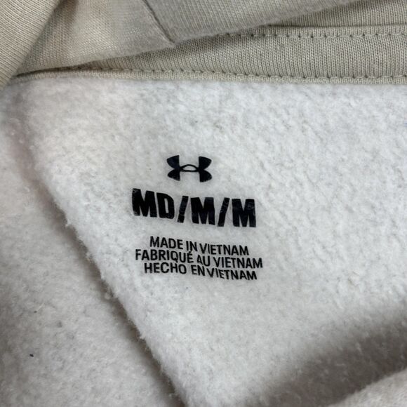 Under Armour UA Rival Hoodie Womens Medium Cream Fleece Kangaroo Pocket Pullover - Picture 6 of 8